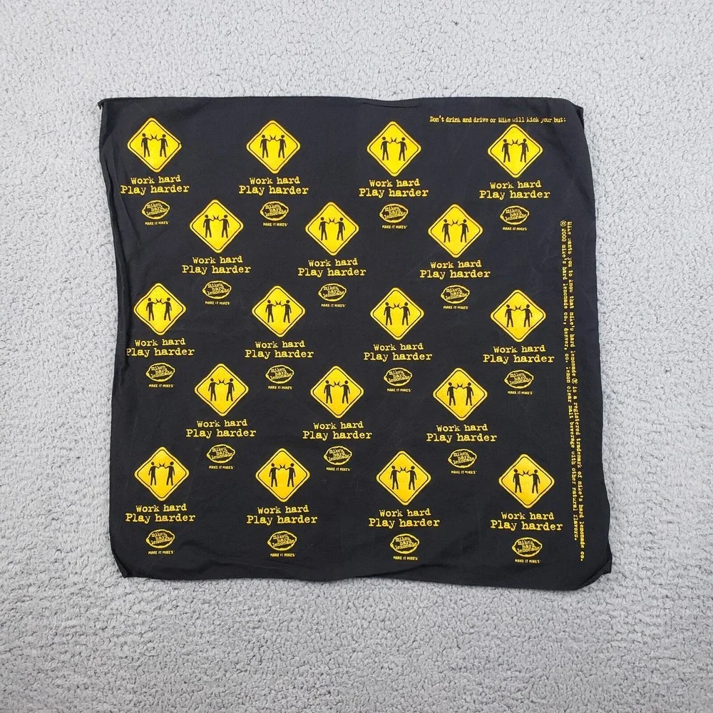 Mike's Hard Lemonade Bandana 2000 Work Hard Play Harder Hanky Scarf Handkerchief